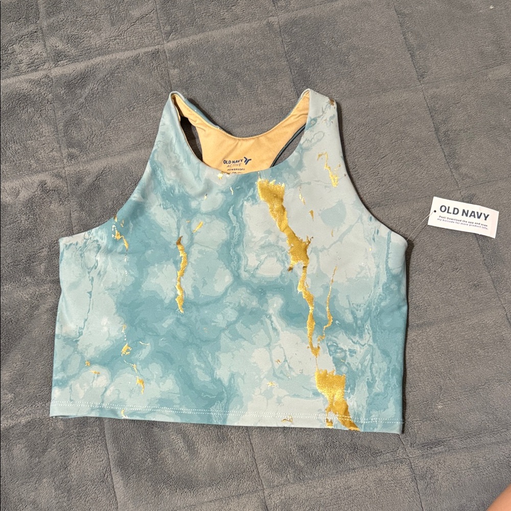 *new* Old Navy Aqua and Gold Marble tank top